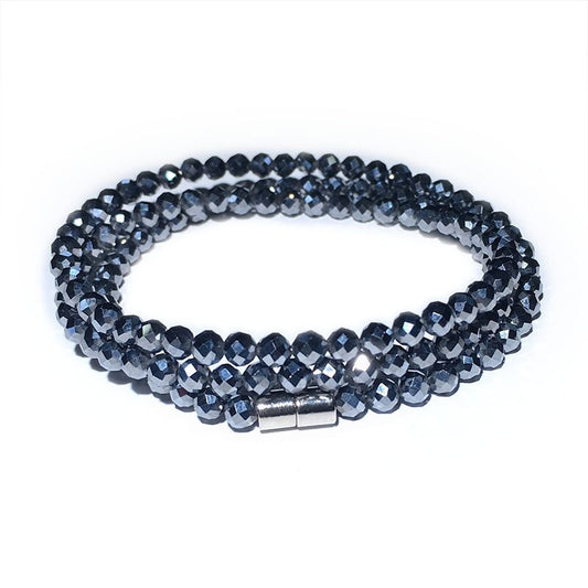 Terahertz Frequency Crystal Bracelet with Faceted Beads.