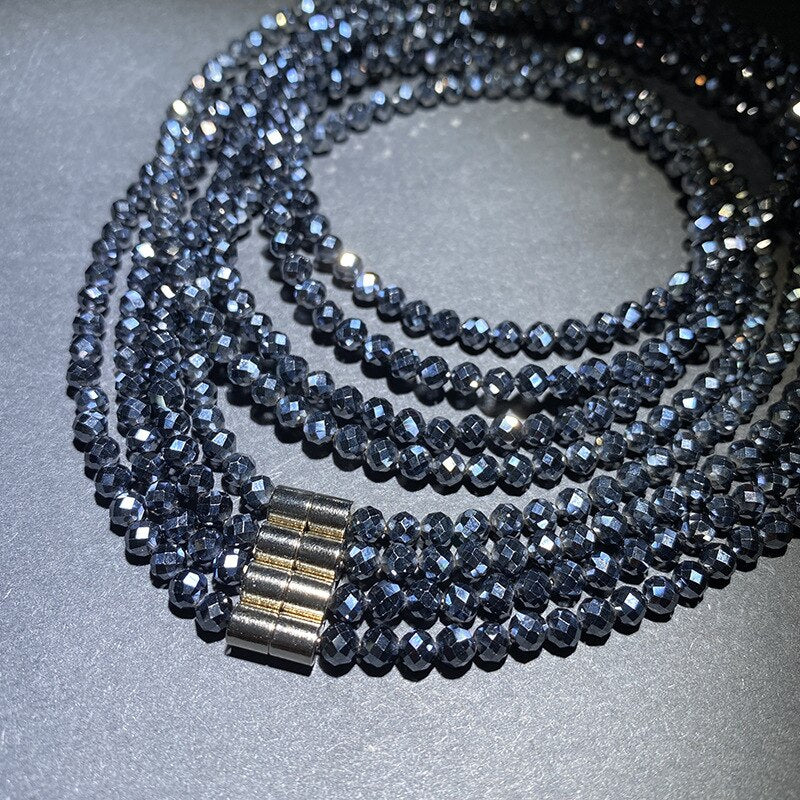 Terahertz Frequency Crystal Bracelet with Faceted Beads.